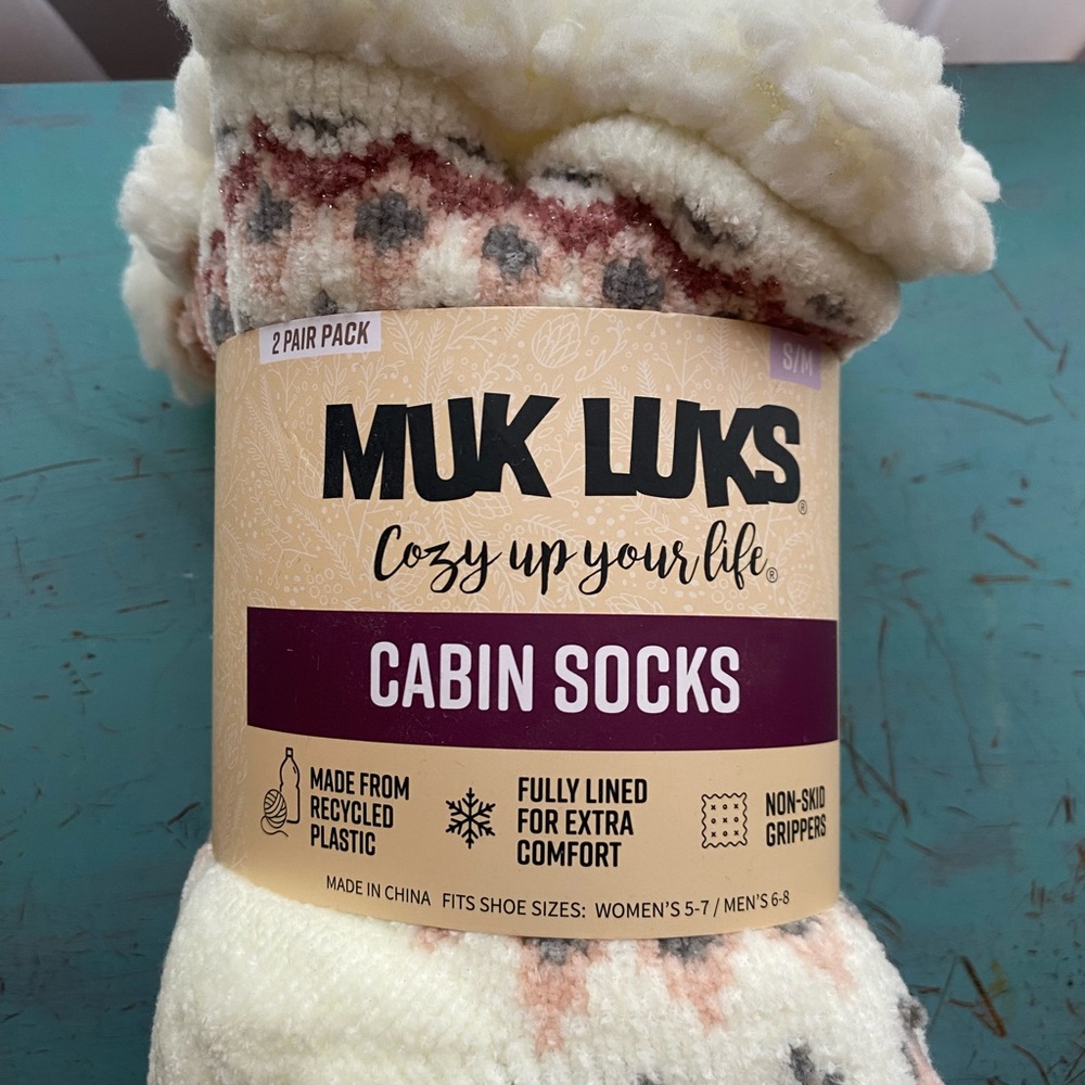 Muk Luks Cabin Socks Cream & Pink
